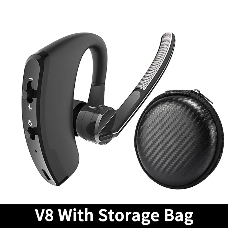 VAORLO V8 Wireless Bluetooth Single Earphone – HD Mic, Stereo Headset, Hands-Free for Business, Sports, Driving, and Travel